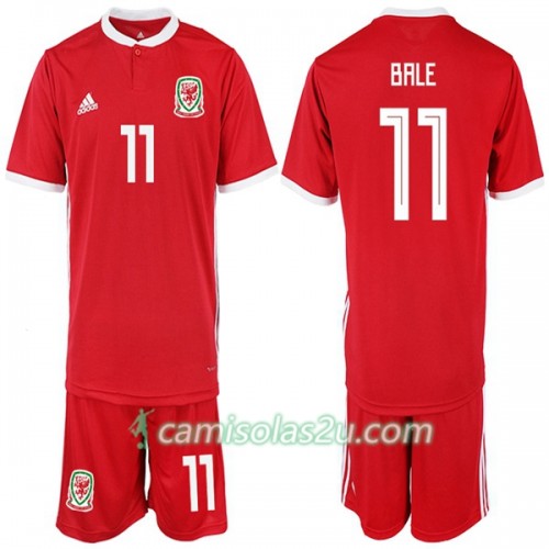 Camisolas de Futebol País de Gales Bale 11 Criança Equipamento Principal 2018/19 Manga Curta Camisolas de Futebol País de Gales Bale 11 Criança Equipamento Principal 2018/19 Manga Curta